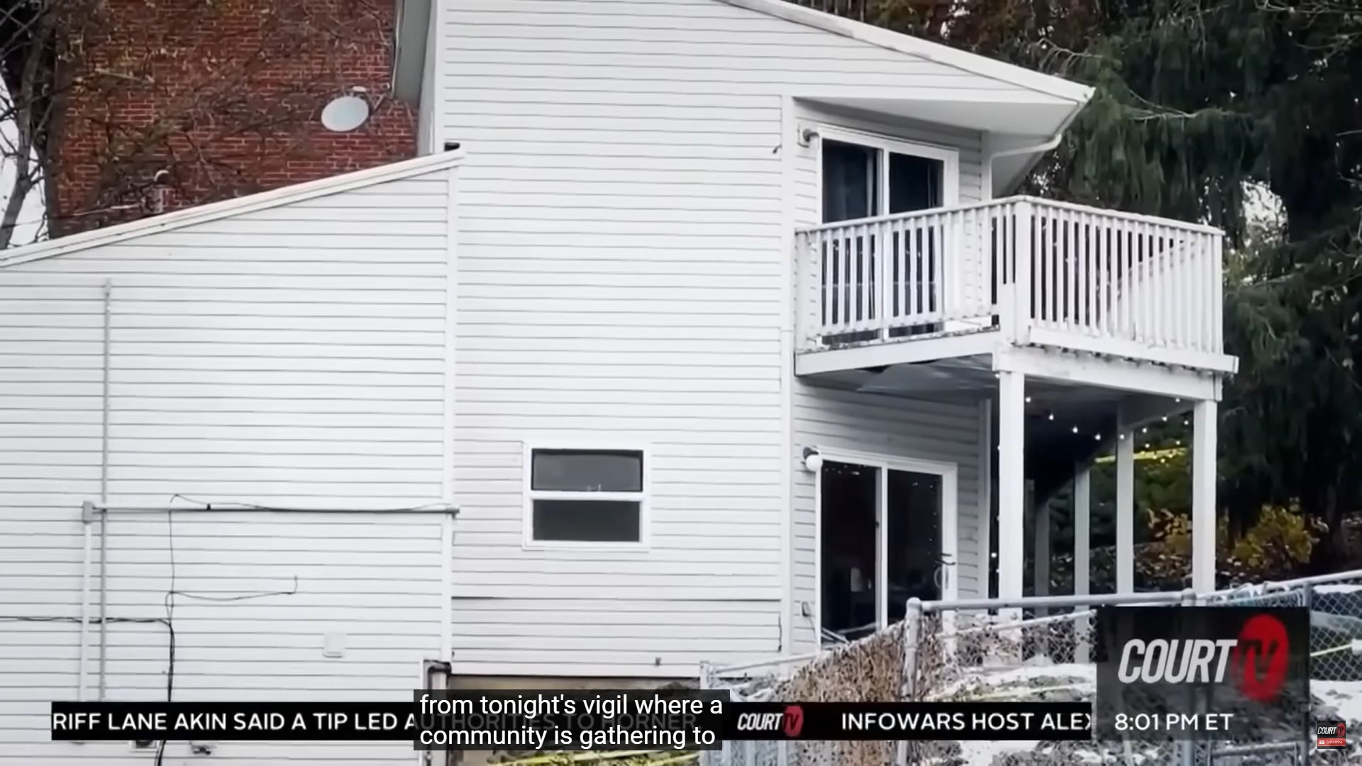 A white color house appearing on a news broadcast